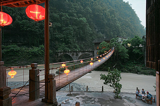 湖南村寨夜景