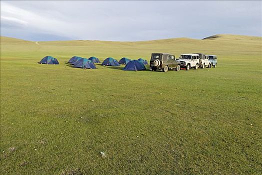 旅游,露营,帐蓬,吉普车,蒙古,阿尔泰,亚洲
