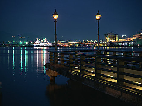夜景,码头,客船