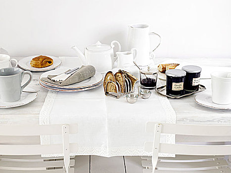 早餐,物品,室外,桌上,白色,布