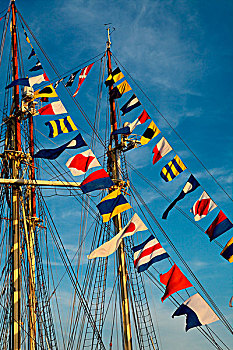 彩旗,瑞典,帆船,港口,欧洲