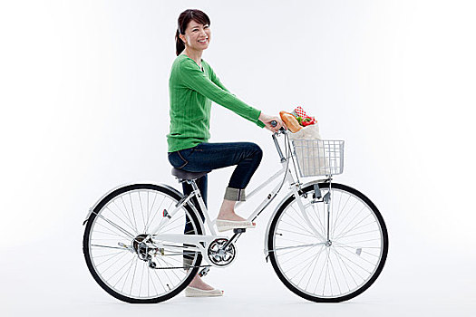 女人,骑自行车
