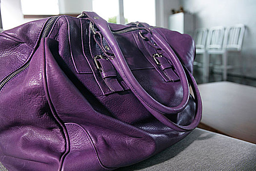 特写,紫色,皮革,手包