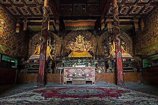 佛教,雕塑,室内,一个,寺院,庙宇,南,省,蒙古