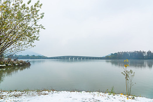 杭州湘湖雪景政和桥