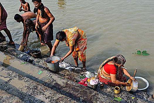印度,加尔各答,首都,西孟加拉,洗,恒河
