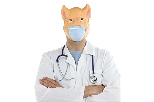医生,猪,面具,感冒,象征