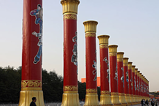 国庆节摆放在天安门广场上的圆柱
