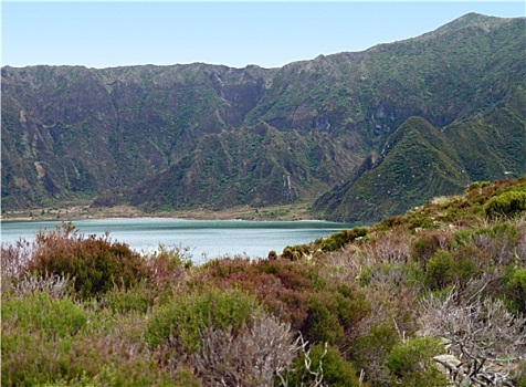 湖岸,风景,亚速尔群岛