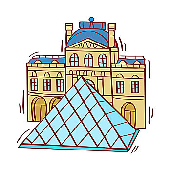 插画,卢浮宫金字塔