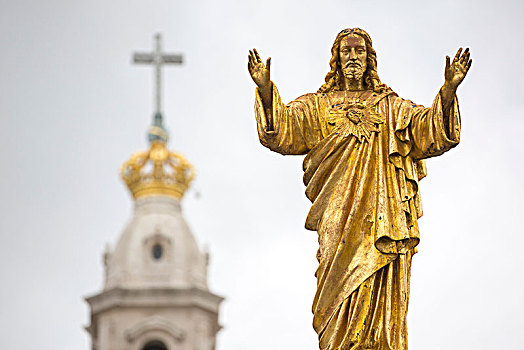 耶稣,雕塑,高处,前院,大教堂,圣塔伦,地区,葡萄牙,欧洲