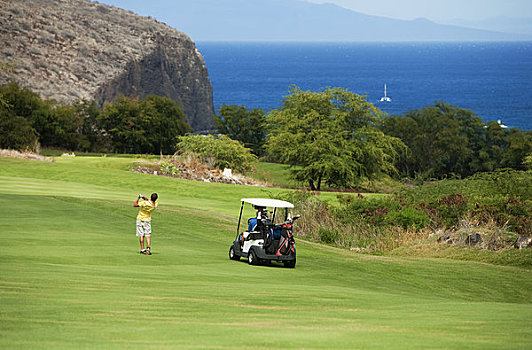 夏威夷,高尔夫,挑战,曼内雷,高尔夫球场