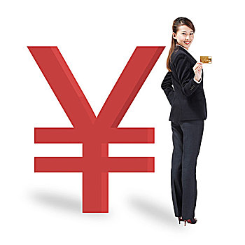 商務女性與金融符號