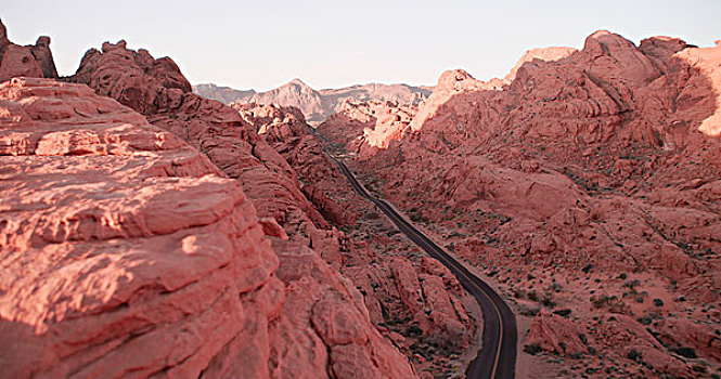 道路,弯曲,山谷,红色,岩石,风景