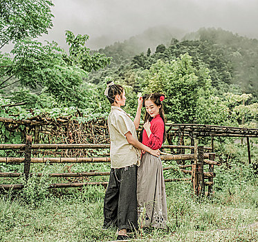 乡村,山,野外,古装,女孩