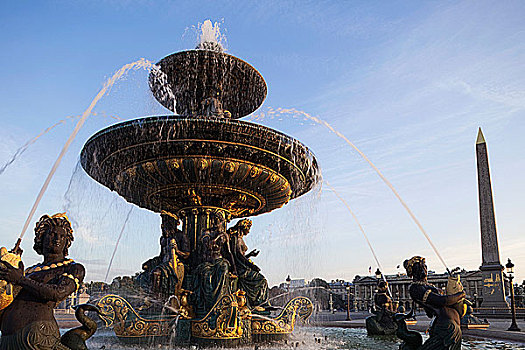 喷泉,城市,地点,协和飞机,巴黎,法国