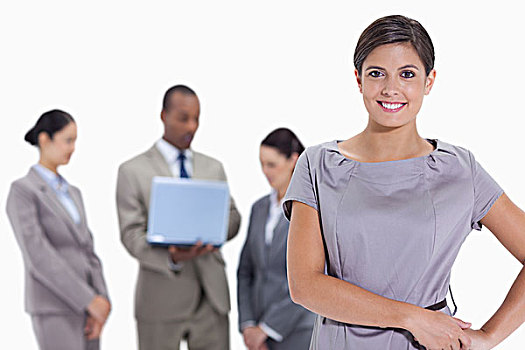 女人,企业团队,背景,白色背景