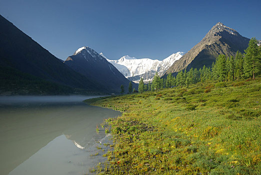 漂亮,山景,靠近,湖,高山湖,山地,水,山谷