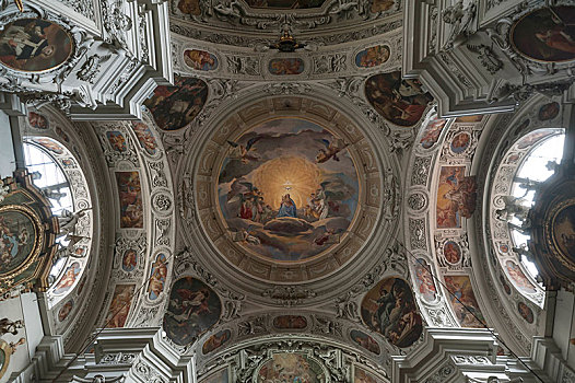 圆顶,壁画,多米尼加,教堂,维也纳,奥地利,欧洲