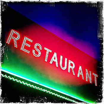 餐馆,霓虹标识