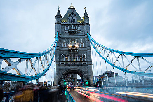 塔桥,黃昏,黎明,伦敦,英格兰,英国