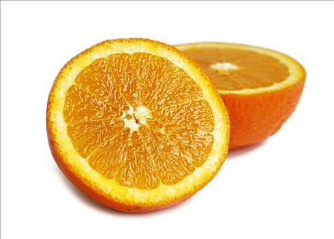 两个,橙色,柑橘,一半,抠像