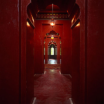 走廊,传统,摩洛哥,风格,拱形,入口