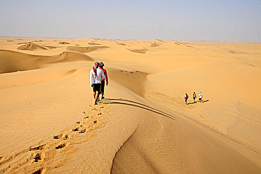 阿曼苏丹国,擦,荒芜,群体,旅游,走,中间,沙漠