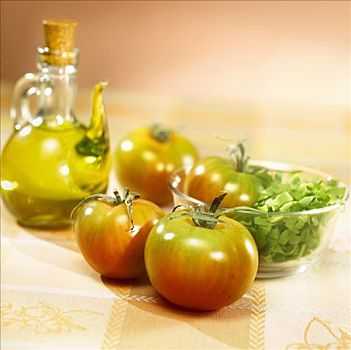 西红柿,莴苣,橄榄油