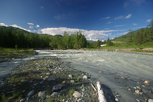 山,河,水流,峡谷,石头,岩石,陆地,靠近,漂亮,山景