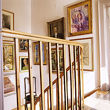 木质,栏杆,楼梯,墙壁