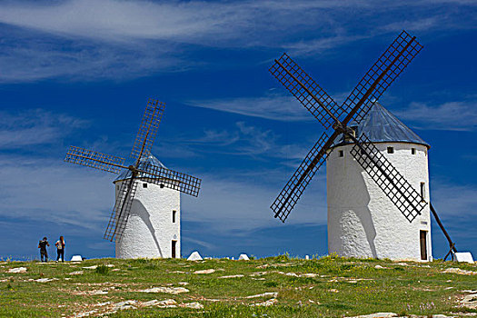 风车,草原,路线,堂吉诃德,雷阿尔城省,西班牙,欧洲