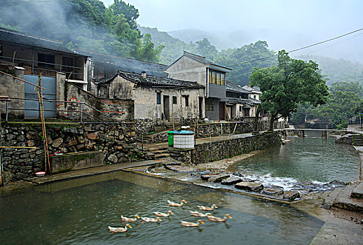 小溪,老房子,山泉,流水