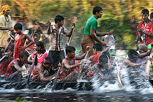 赛船,孟加拉,八月,2008年,流行,娱乐,活动,下雨,季节,重要