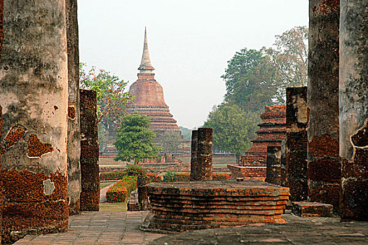 泰国,素可泰,玛哈泰寺,契迪,老,历史公园