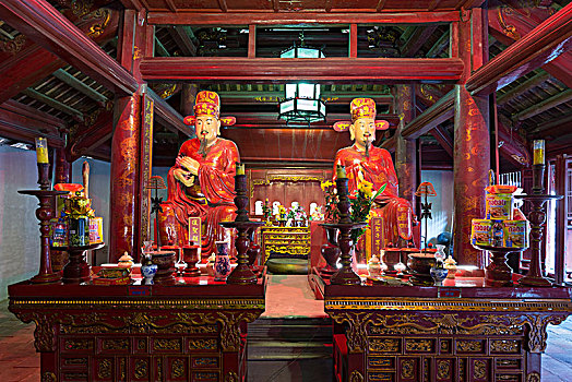 雕塑,两个,跟随,孔子,文庙,河内,越南,亚洲