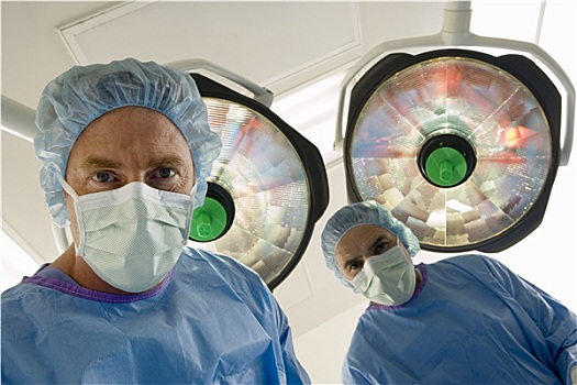 外科,手术口罩,站立,手术室,仰视,远景