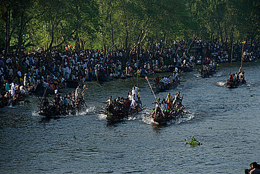 赛船,拿,局部,喜庆,柱子,节日,孟加拉,十月,2008年