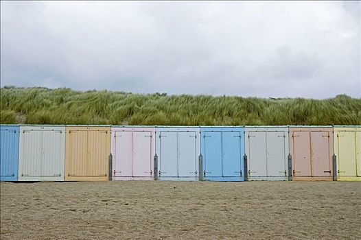 海滩,小屋,荷兰