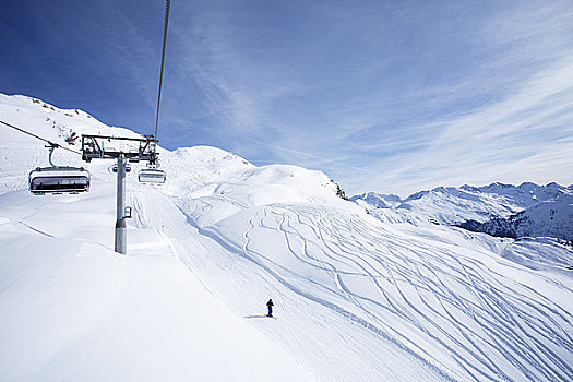 滑雪缆车,上方,阿勒堡,提洛尔,奥地利