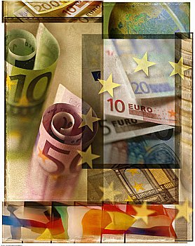 抽象拼贴画,欧洲货币