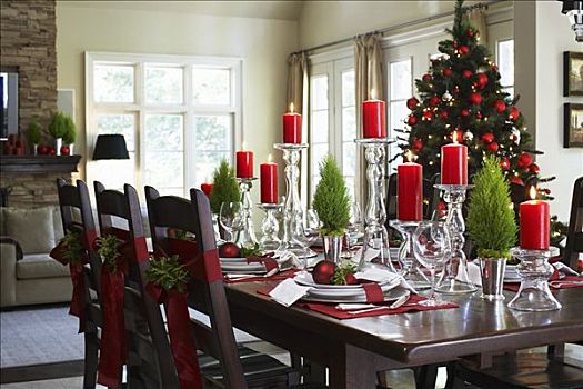 餐桌,圣诞装饰