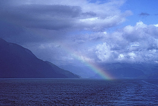 南方,智利,峡湾,彩虹