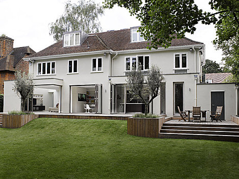 住宅,伦敦,2009年,全景,房子,花园