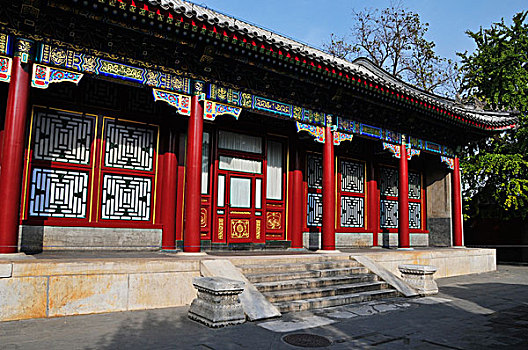 台阶,正面,红色,建筑,传统,中式建筑,北京,中国