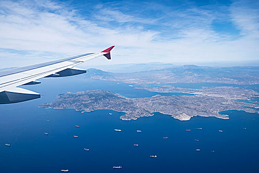 风景,飞机,希腊群岛,接近,雅典,希腊,欧洲