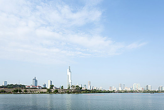 城市,南京,靠近,河,蓝天