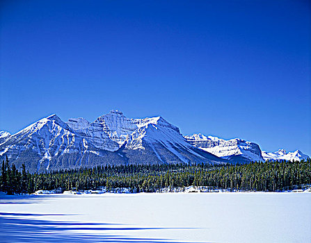 落基山脉,赫伯特湖,班芙国家公园,加拿大