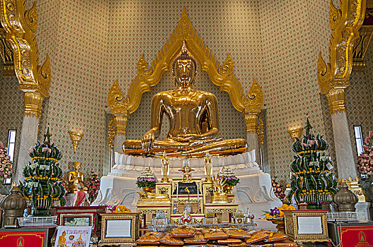 金色,佛,雕塑,寺院,庙宇,曼谷,泰国