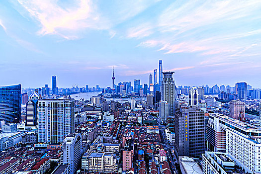 俯瞰上海城市陆家嘴夜景